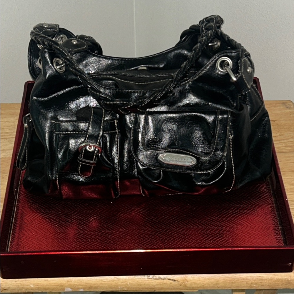 Rosetti Black Shoulder Bag with Braided Strap